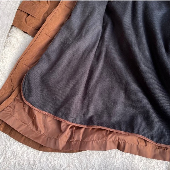 Vintage 90s insulated anorak jacket coat pecan trench brown oversized Gallery M - Picture 9 of 14